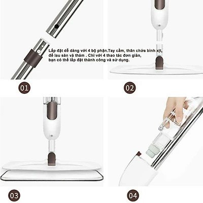 Cây Lau Nhà Phun Sương Chổi Lau Nhà Thông Minh Có Đầu Xoay 360 Độ Tiện Lợi