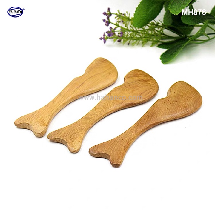 COMBO 2 Dụng Cụ chuyên dụng Mát xa ngón tay, cạo gió ấn huyệt bằng Gỗ thơm hình cá mập [MH876]