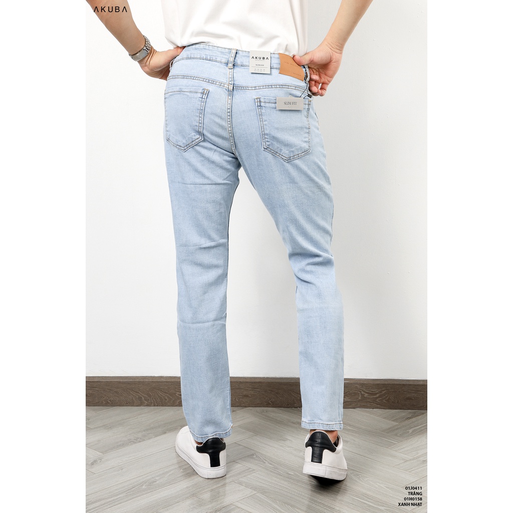 [TRỢ GIÁ] Quần jean Akuba form slimfit ống ôm vừa có túi bảng lớn 01H0158