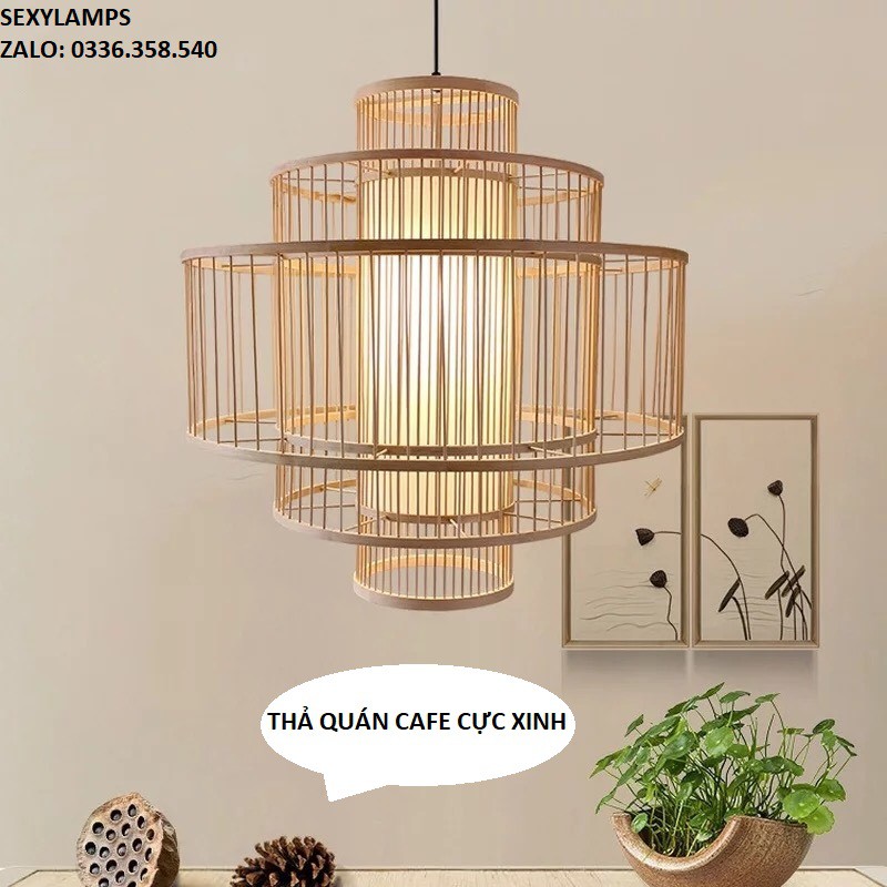 ĐÈN THẢ MÂY TRE ĐAN TẦNG