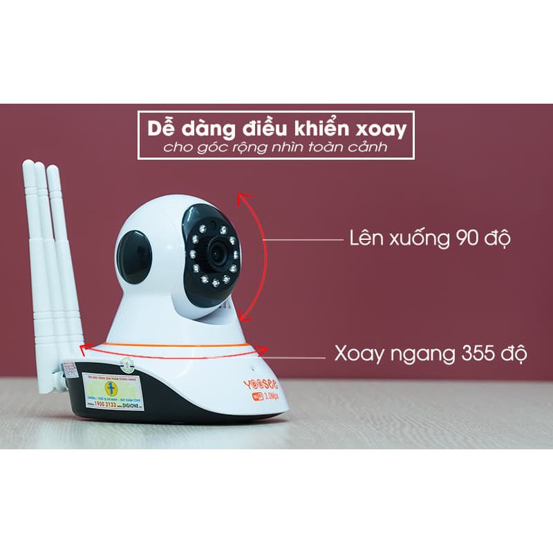 CAMERA YOOSEE 3.0 MP - 3 ANTEN - FULL HD 1296P - MỚI NHẤT 2021