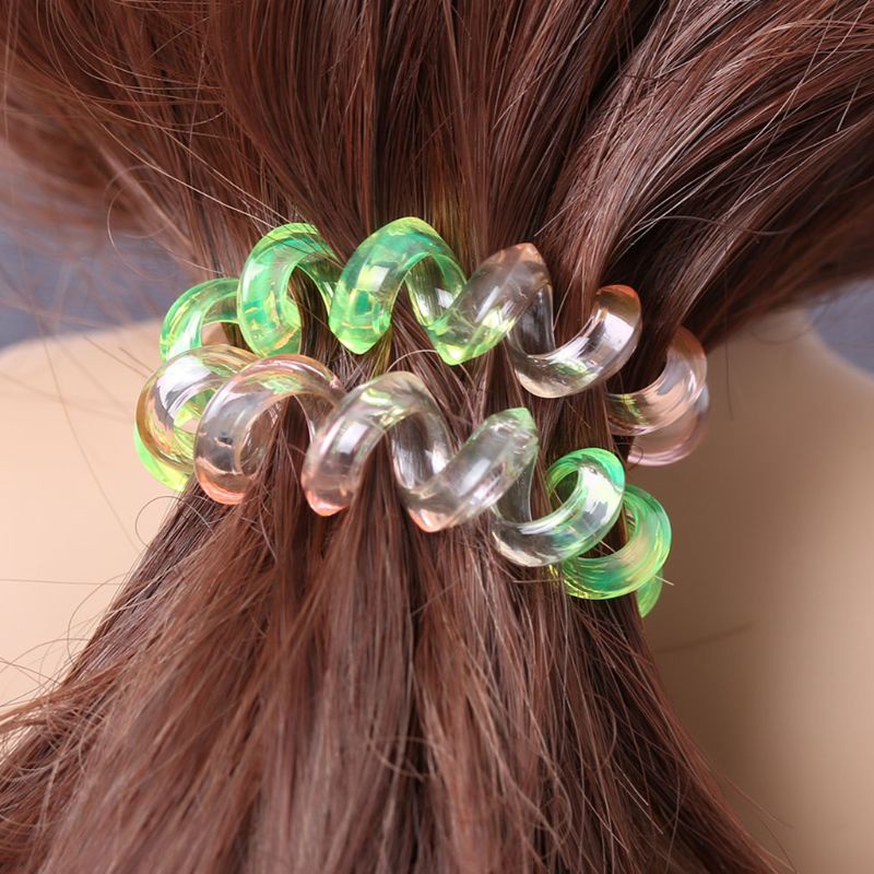 Dây buộc tóc đuôi ngựa 5cm bằng nhựa màu gradient không để lại dấu vết