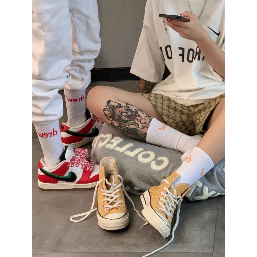 Tất vớ Drew house cao cổ Hàn Quốc thể thao nam nữ unisex chất len đẹp đen trắng hot trend 2021