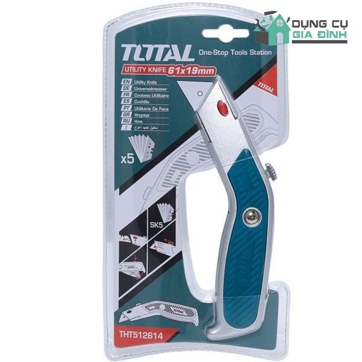 Dao rọc giấy đa năng 61mm Utility Knife (Kèm 5 lưỡi SK5) Total  THT512614