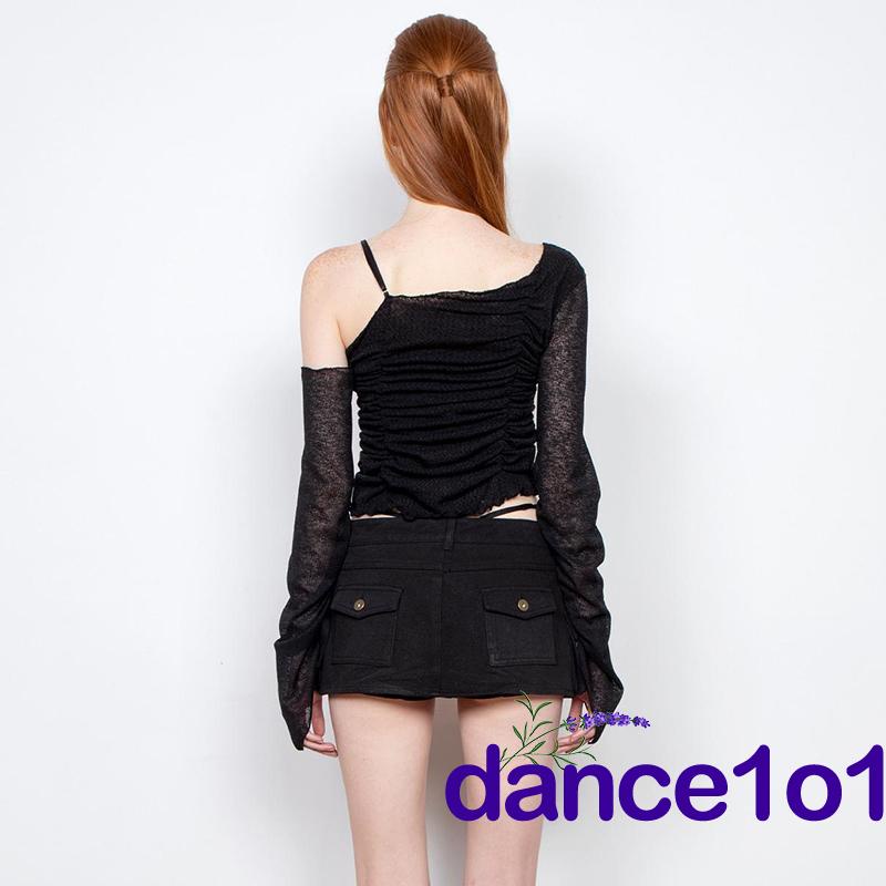 Áo Tay Dài Lệch Tà Dáng Ôm Cho Nữ 1O1-