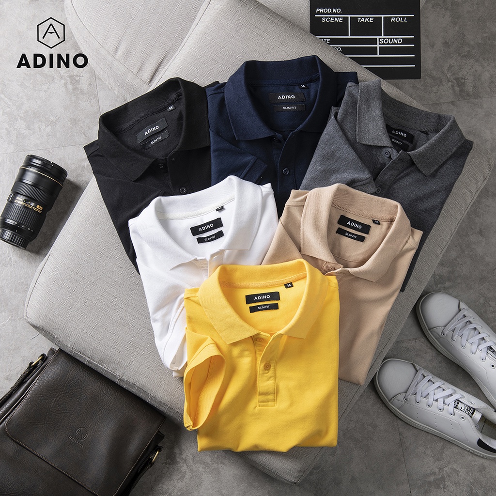 Áo polo nam ADINO màu be vải cotton co giãn nhẹ dáng công sở slimfit hơi ôm trẻ trung PL44
