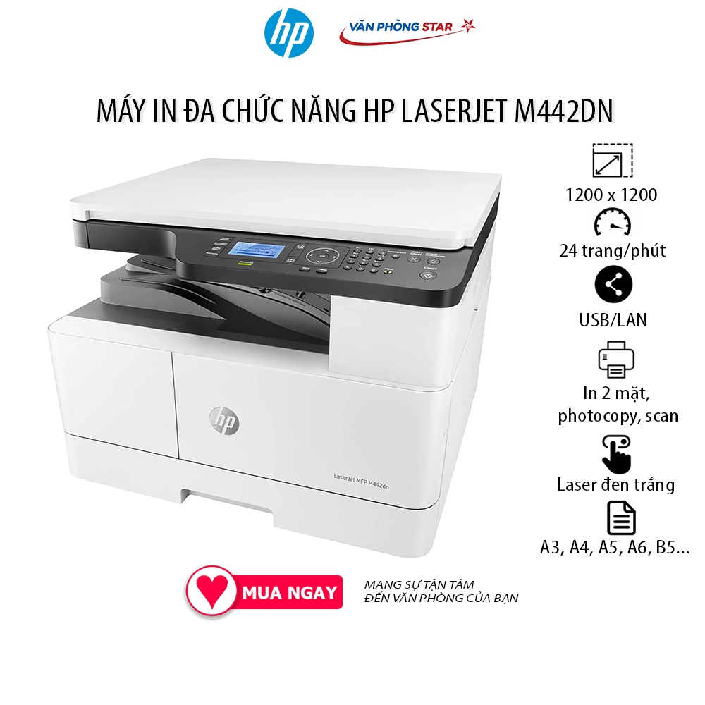 [FREESHIP] Máy in đa chức năng HP Laserjet 442DN copy, in, scan, tốc độ 24 trang/phút chính hãng tại VANPHONGSTAR