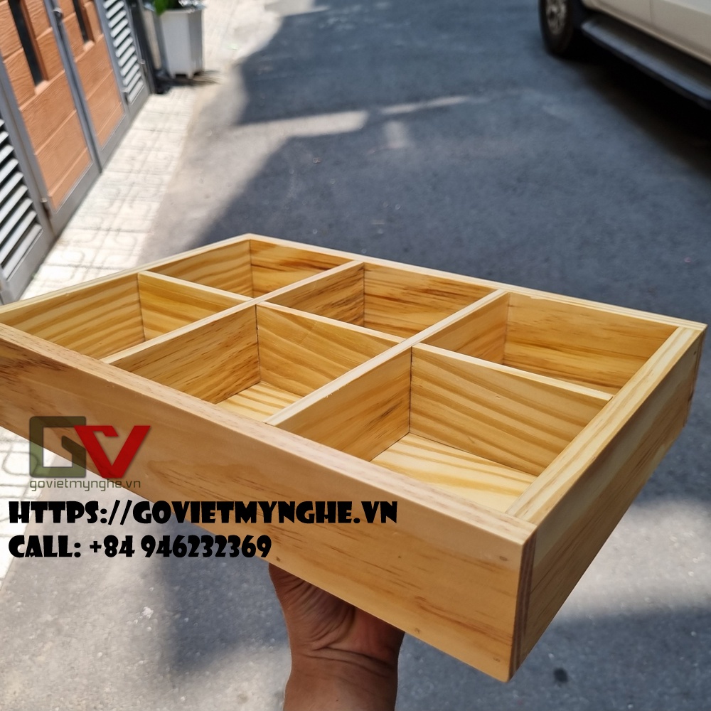 Khay gỗ trang trí món ăn trang trí topping lẩu chuyên dụng cho nhà hàng khay gỗ - Gỗ thông