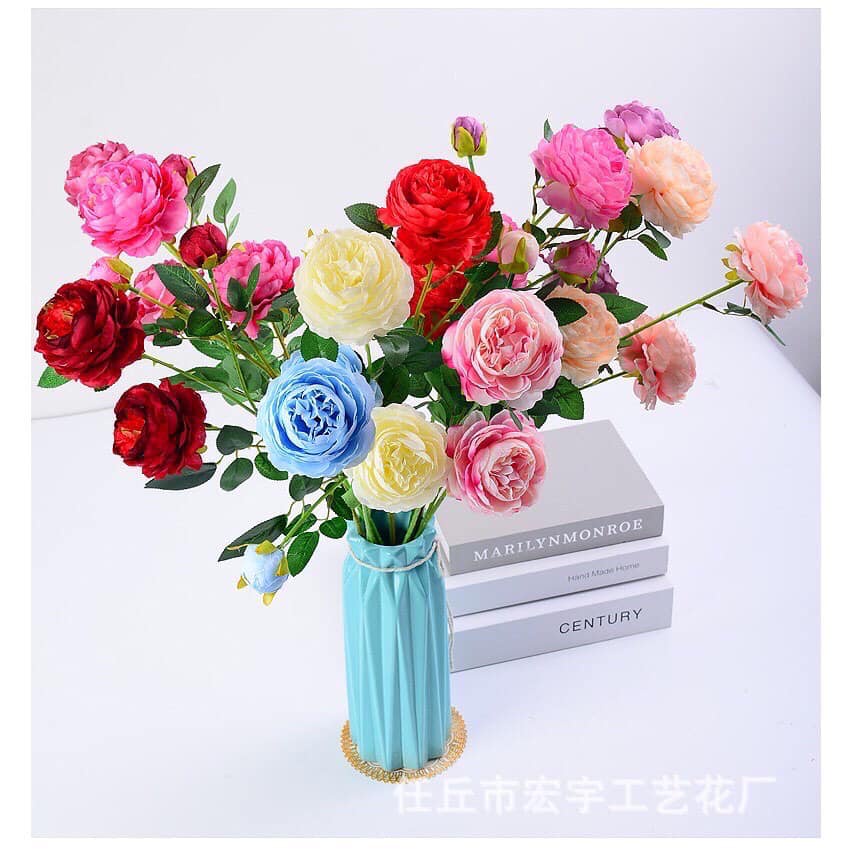 Hoa Giả Hoa Hồng Lụa cao cấp (65cm) Trang Trí Phòng Khách,sự kiện , nhà hàng