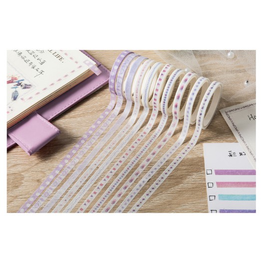 Set 10 cuộn Washi Tape - Winzige nhỏ băng dính đáng yêu hỗ trợ trang trí DIY - Văn Phòng Phẩm Sáng Tạo