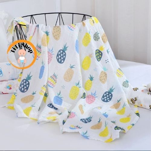 Khăn tắm cho bé, khăn tắm xô bé sơ sinh Muslin đa năng khổ 110x120 cm 100% cotton siêu mềm mại