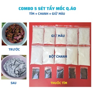 5 sét Tẩy mốc, tẩy trắng quần áo màu, áo trắng