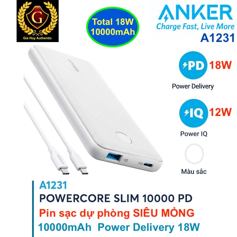 Pin sạc dự phòng ANKER PowerCore Metro Slim 10000mah PD 18W A1231
