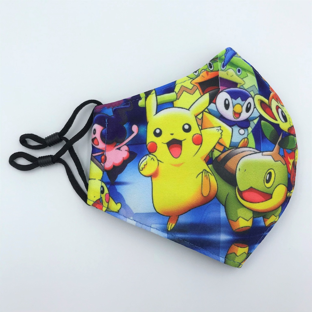 KHẨU TRANG VẢI TRẺ EM [ MUA 3 TẶNG 1 ] - PIKACHU - POKEMON, Có nút tăng giảm dây đeo.