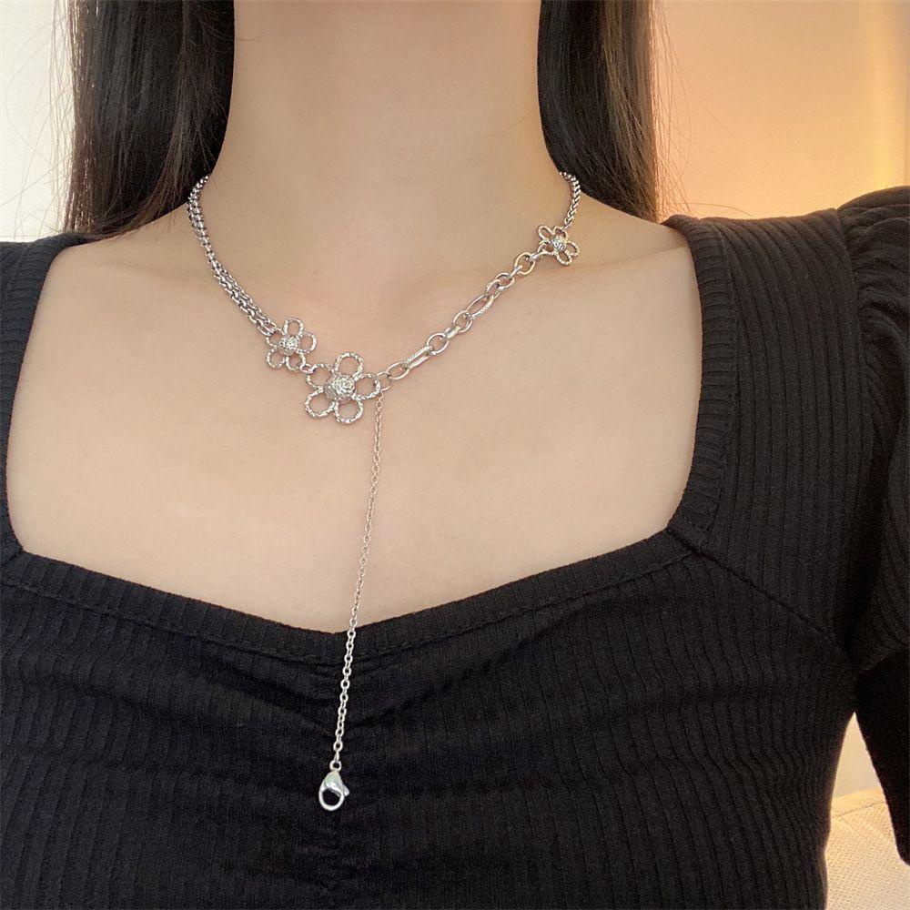 USNOW Vòng cổ Thép Titan Mặt Hình Học Phong Cách Đường Phố Thời Trang Cho Nữ