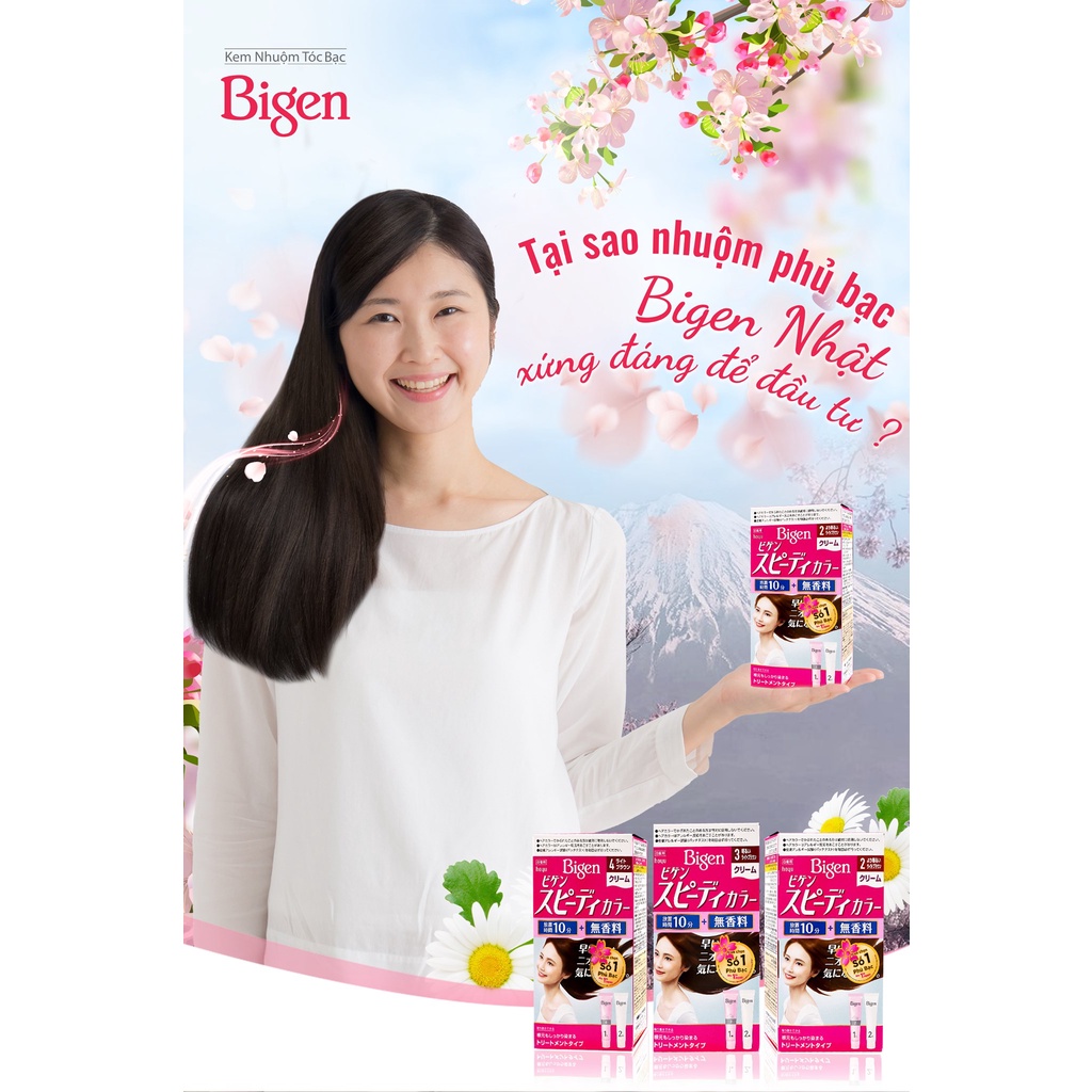 Thuốc Nhuộm Tóc BIGEN Phủ Bạc Nhật Bản(Hồng)