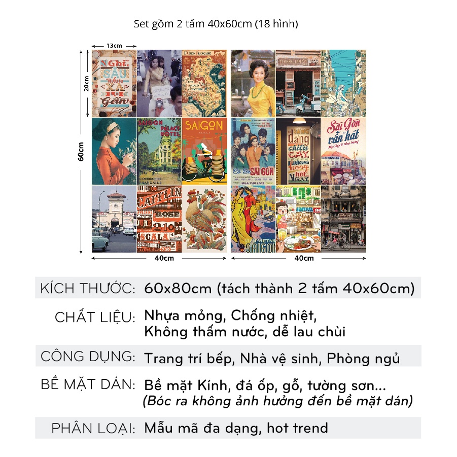 Decal decor vintage poster dán tường trí nội thất quầy bar, tiệm trà chanh 1000