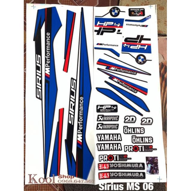 Tem Chế Sirius BMW Xanh Trắng MS 06