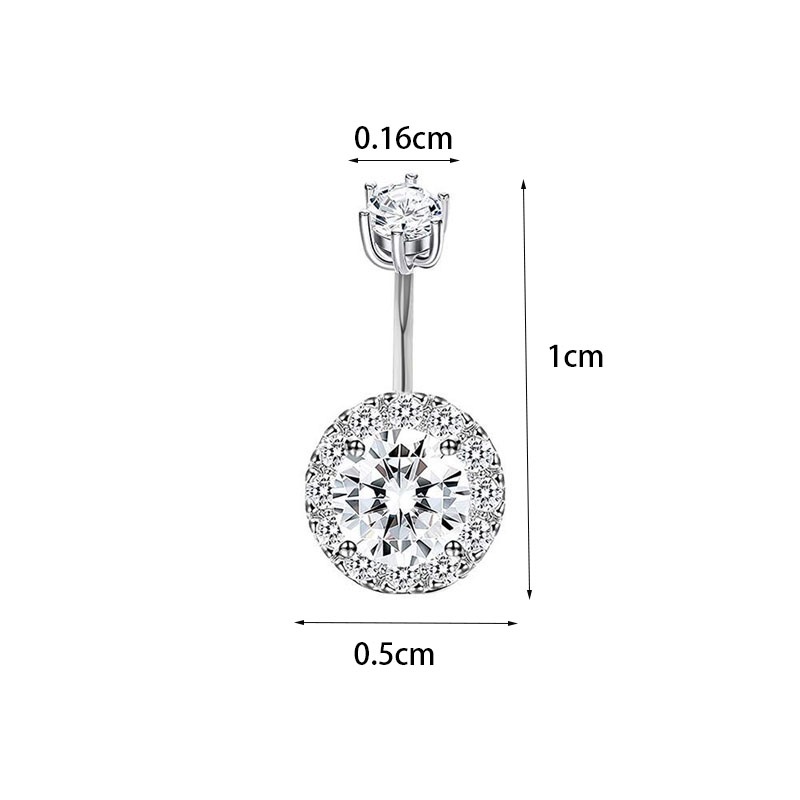Khuyên Rốn Mặt Tròn Lớn Đính Đá Zircon Hai Đầu Cá Tính