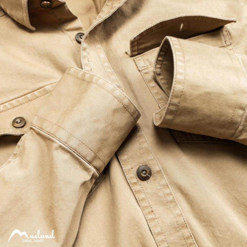 Áo sơ mi denim nam MUSLAND cổ bẻ 2 túi ngực màu vàng 200505 | BigBuy360 - bigbuy360.vn