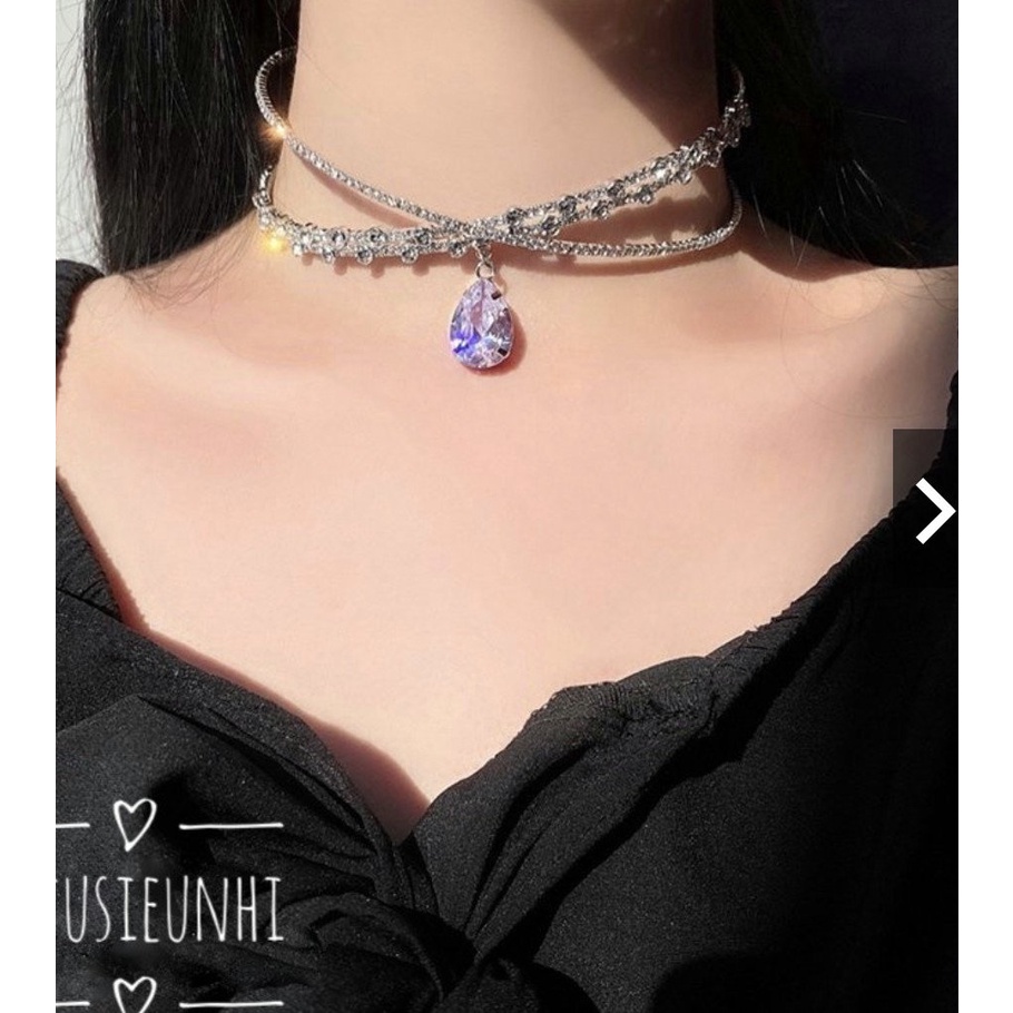 Choker đá hạt nước đeo cổ cài tóc phụ kiện thời trang nữ xinh xắn