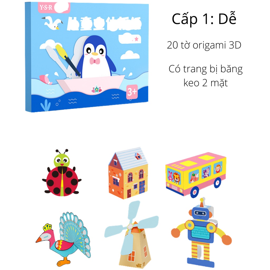 Đồ chơi gấp giấy 3D, xếp giấy nghệ thuật origami 3D giúp bé vừa chơi vừa rèn luyện sự khéo léo và thỏa sức sáng tạo