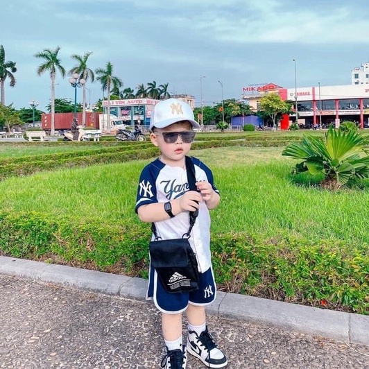 Đồ bộ cộc tay bé trai - Sét bộ Bóng Chày Yankee của MLB chất cotton cho bé trai size 90-150