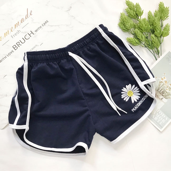 [XẢ HÀNG]Quần đùi nữ freesize 42-50kg thêu hoa cúc thun da cá dày vừa co giãn mạnh - quần sọt short nữ - QU24