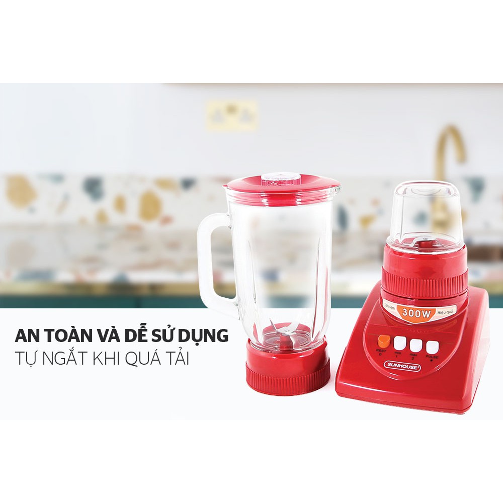 Máy Xay Sinh Tố Đa Năng SUNHOUSE SHD5115 Cối Thủy Tinh Cao Cấp - An Toàn Tiện Lợi, Bảo Hành 12 Tháng Chính Hãng