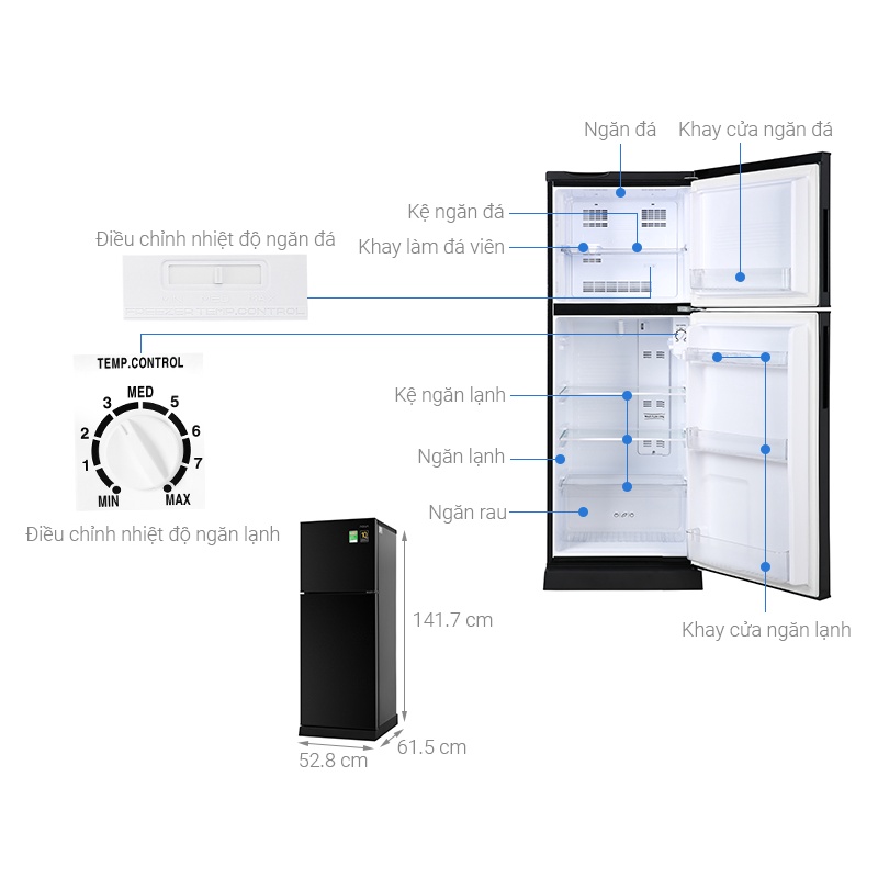 Tủ lạnh Aqua Inverter 186 lít AQR-T219FA - Showroom.tivi