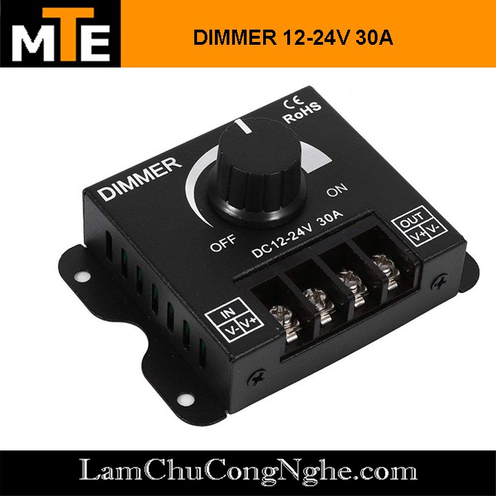 DIMMER LED 12-24V 30A – thay đổi độ sáng đèn led, led dây 5050, 3528,..