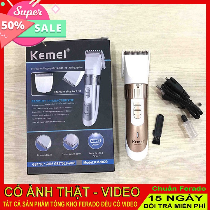 Tông đơ máy cắt tóc Kemei Km9020 chuyên nghiệp có sạc pin