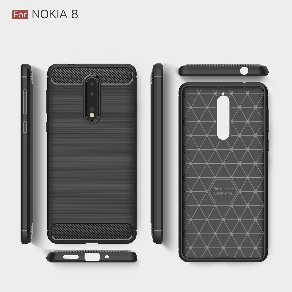 Ốp điện thoại silicon sợi carbon chống sốc cho Nokia 8 Nokia 8