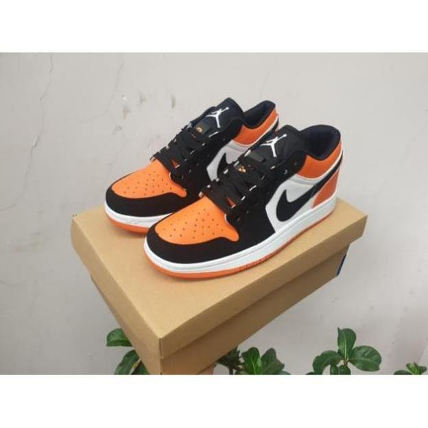 Giày SneakerFREESHIP Jordan 1 thấp cổ màu cam đen full box bill