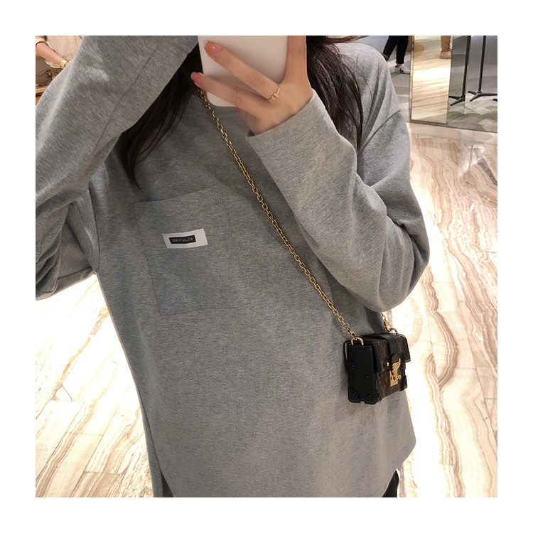 Áo thun tay dài cổ tròn màu sắc đơn giản trẻ trung phong cách hàn quốc