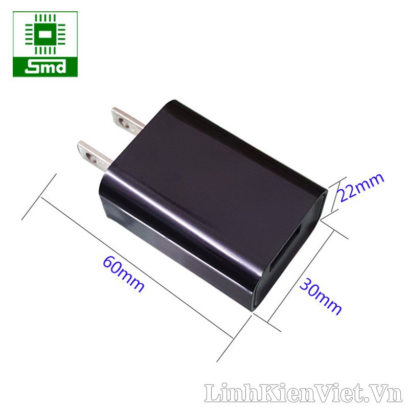 Sạc điện thoại USB 5V-2A màu đen