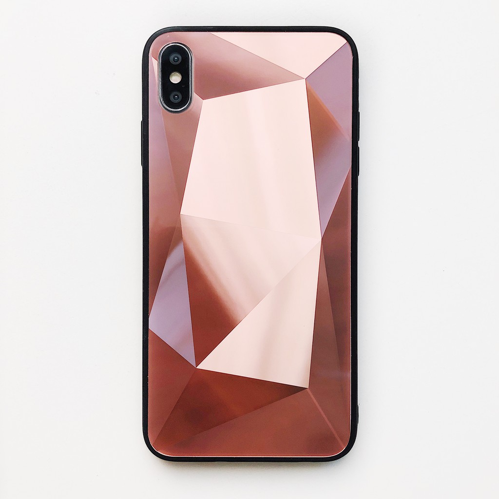 Ốp điện thoại mặt gương họa tiết hình kim cương độc đáo cho iPhone 11 Pro XR XS Max X 6 6S 7 8 Plus SE 2020