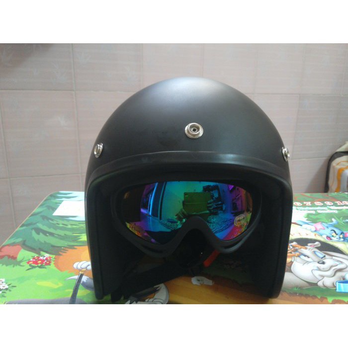 Nón bảo hiểm đi phượt 3/4 Dammtrax kín đầu + kính phượt loại chống UV400 kín mắt WS28 Loại Tốt