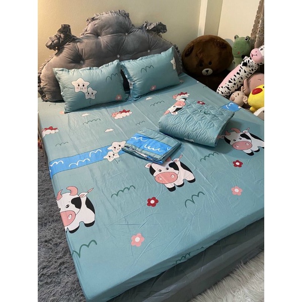 Bộ chăn hè trần bông ga gối 5 món poly cotton Hàn Quốc hàng loại 1