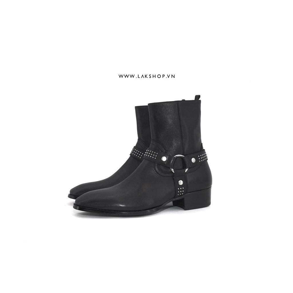 Giày Đinh S.L.P Black Studded Wyatt Boots