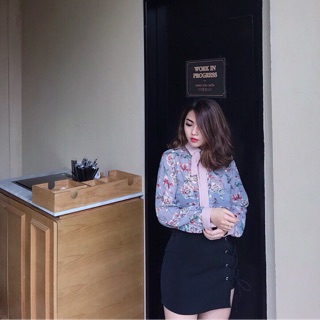 ÁO SƠ MI BÁNH BÈO HOA NHÍ TÍM