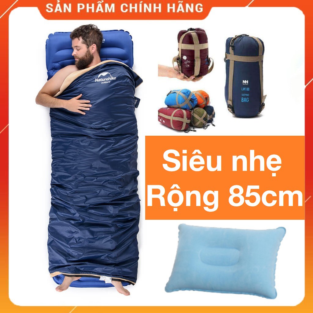 TẶNG GỐI Túi Ngủ Siêu Gọn Naturehike LW180 Du Lịch Văn Phòng, Nhẹ Chỉ 680gram