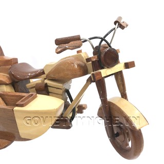Mô Hình Xe Gỗ Motor Harley Davidson Sidecar - Size Lớn