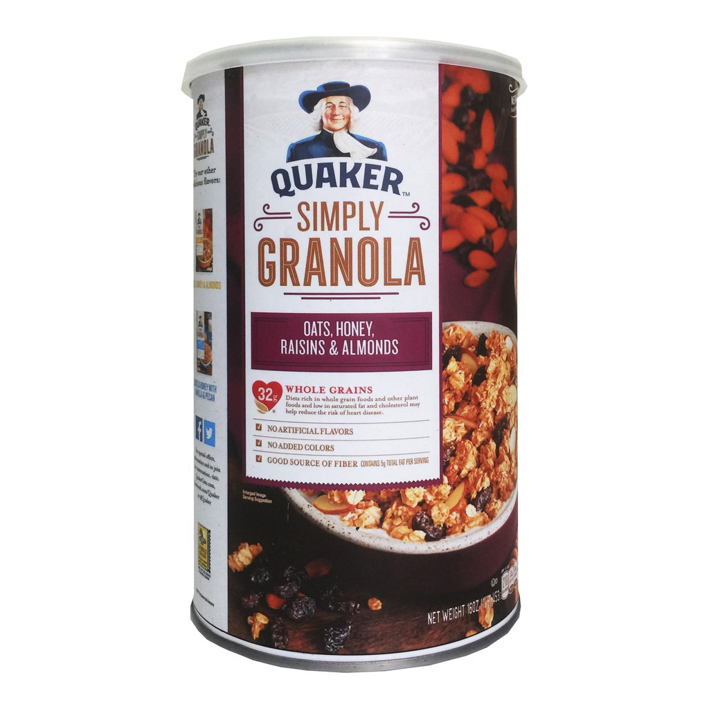 Ngũ Cốc Granola Quaker CHÍNH HÃNG 100% Ăn Kiêng Dinh Dưỡng Buổi Sáng Siêu Ngon 454g