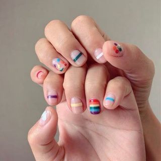 Dán móng tay, sticker dán móng dễ thương set 14 miếng
