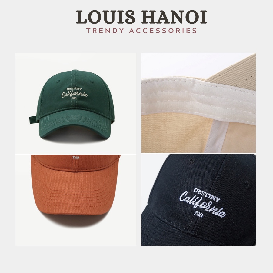 Mũ lưỡi trai nam nữ Louis Hanoi thêu chữ california, form mềm - Nón kết chất liệu vải Kaki Hàn Quốc cao cấp