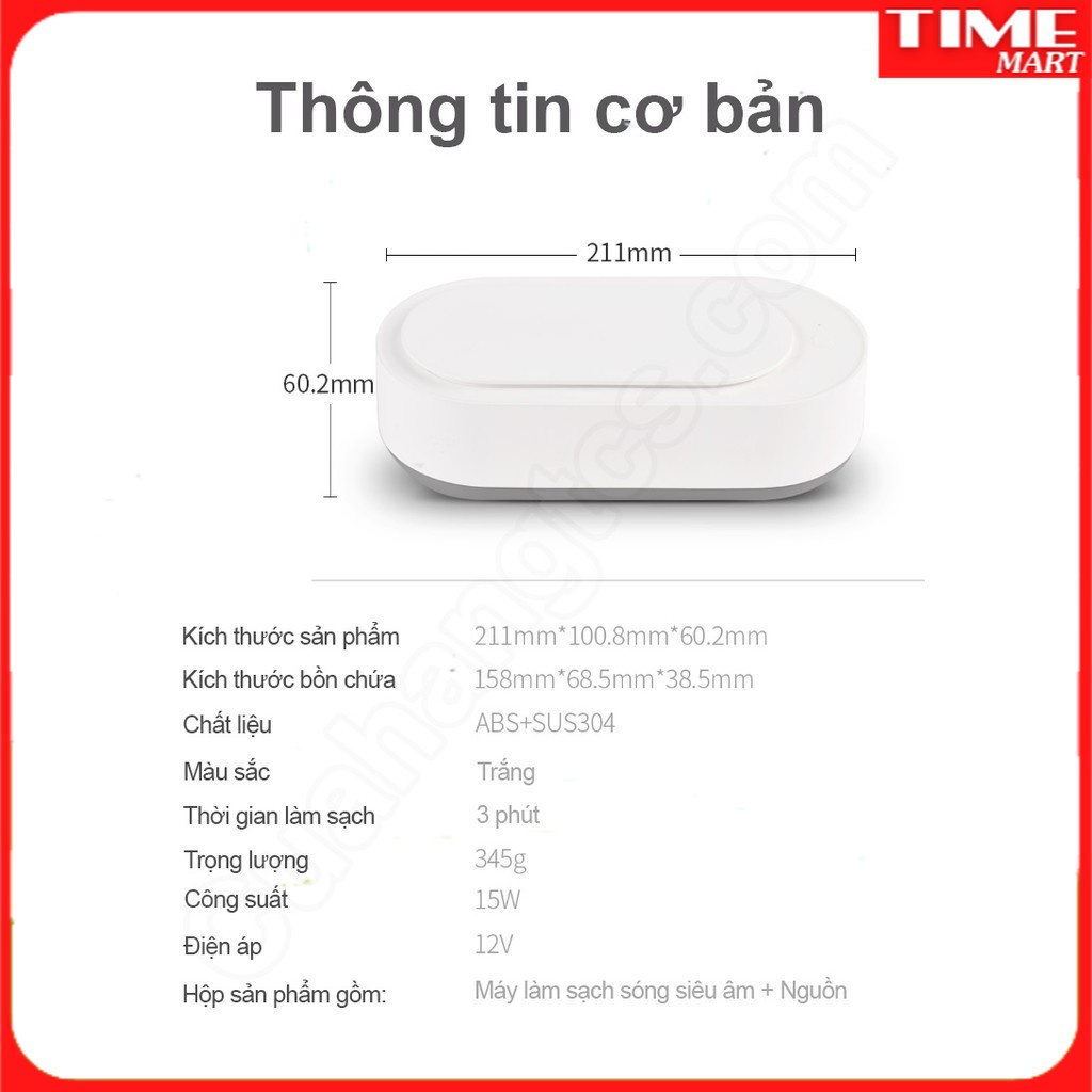 [CHÍNH HÃNG] Máy làm sạch bằng sóng siêu âm Xiaomi EraClean GA01. Làm sạch sâu [TIME_MART siêu thị tiện ích gia đình]