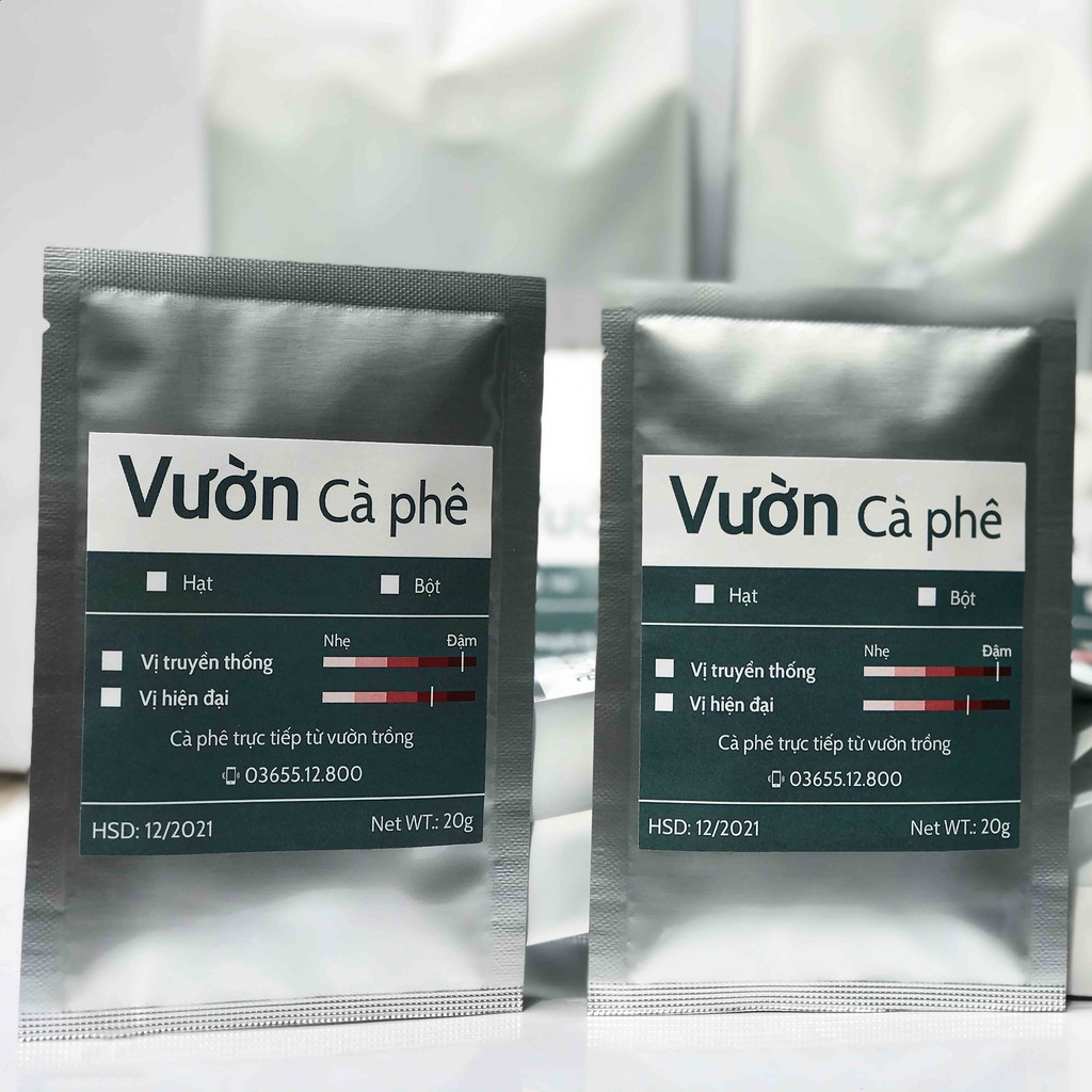 Mẫu thử Cà phê GU TRUYỀN THỐNG, Robusta nguyên chất rang xay, pha phin pha máy Vườn Cà phê 20g