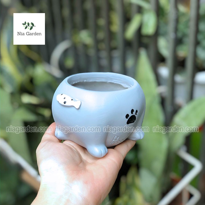 Chậu thú nhựa lộn ngược trồng sen đá xương rồng mini gấu heo chó Nia Garden N4