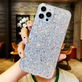Ốp điện thoại dẻo trong suốt phối kim tuyến ánh sao cho iPhone 13 Pro Max 12 11 Pro Max X XS XR 8 7 Plus